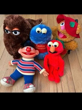 Sesame Street Muppets Set of 5:Snuffleupagus, Fozzie, Ernie, Elmo,Cookie Monster